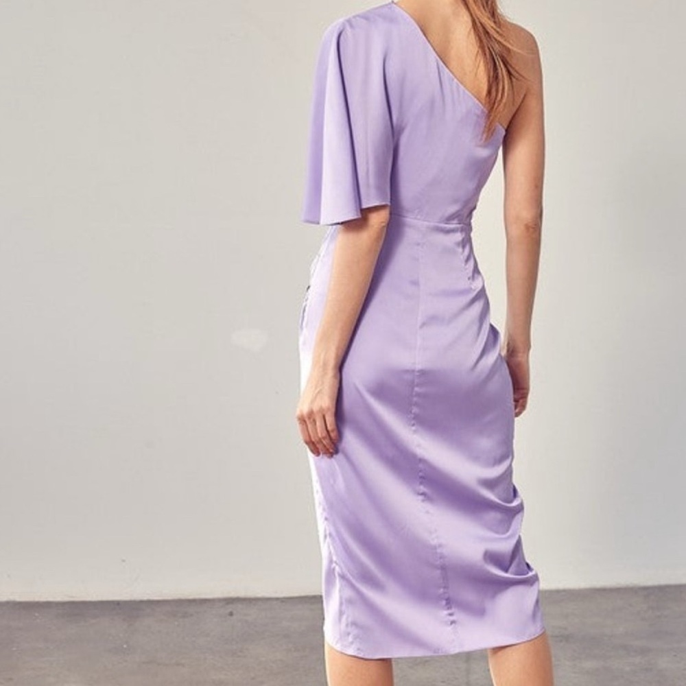 Elegant Lavender One-Shoulder Dress One - Picture 2 of 3